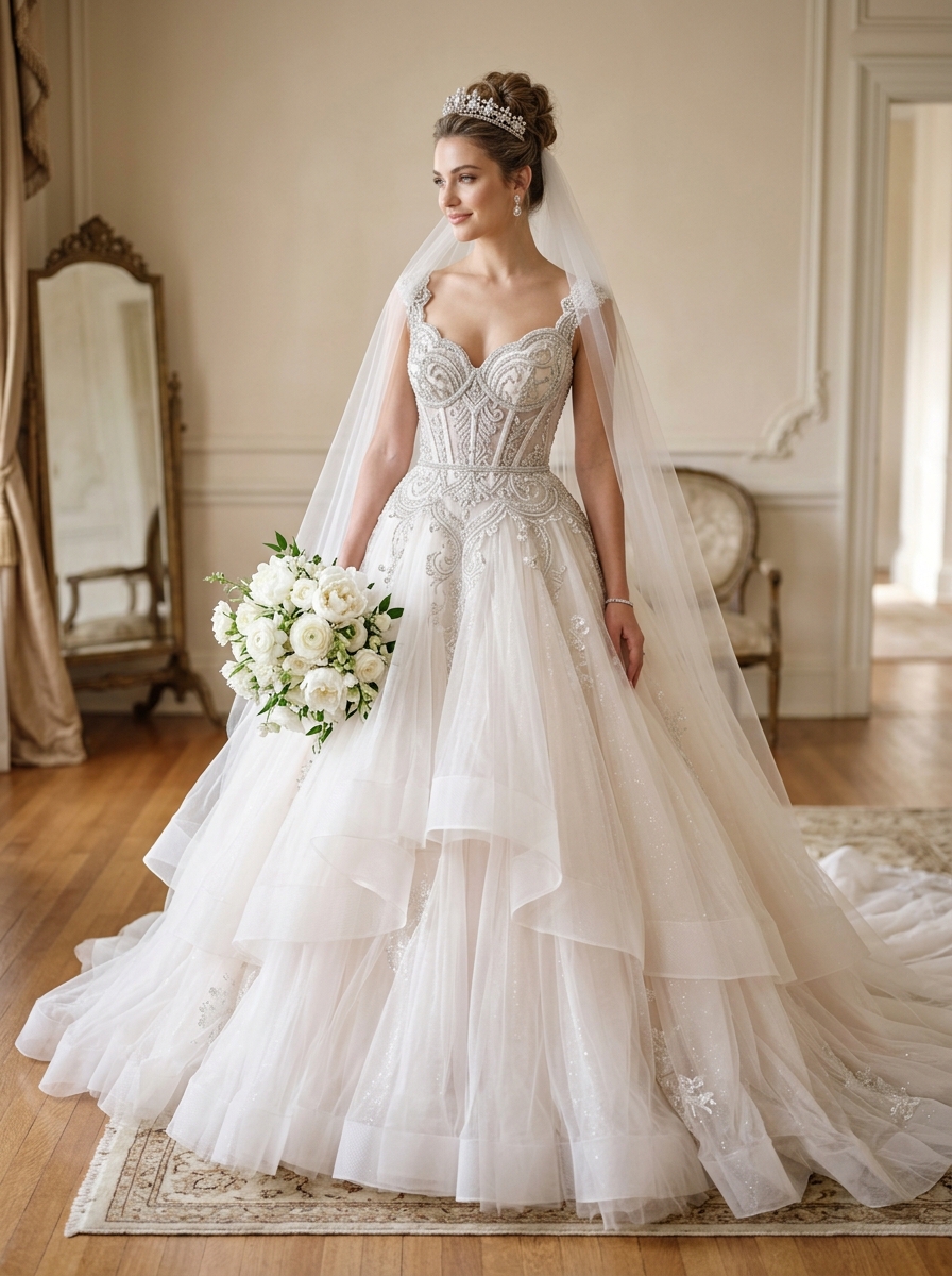 The Charlotte Gown - Princess ballgown wedding dress with layered tulle